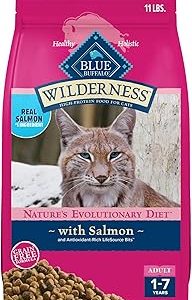 Blue Buffalo Wilderness Natural High Protein Grain Free Dry Food for Adult Cats Salmon 11 lb Bag Bangladesh (New)