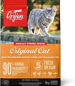 ORIJEN Grain Free High Protein Premium Dry Cat Food Original Recipe 4lb Bag Bangladesh (New)