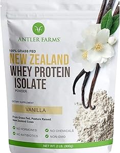 Antler Farms 100 Grass Fed New Zealand Whey Protein Isolate Vanilla Flavor 2 lbs Pure and Clean 4 Ingredients Del Bangladesh (New)