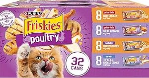 Purina Friskies Gravy Wet Cat Food Variety Pack Poultry Shreds Meaty Bits and Prime Filets  Pack of 32 5 5 oz Cans Bangladesh (New)