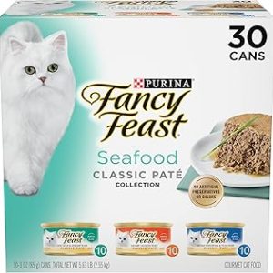 Purina Fancy Feast Seafood Classic Pate Collection Grain Free Wet Cat Food Variety Pack  Pack of 30 3 oz Cans Bangladesh (New)