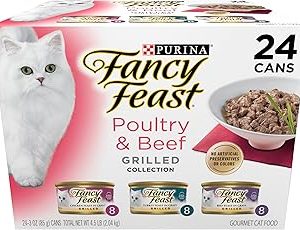 Purina Fancy Feast Grilled Wet Cat Food Poultry and Beef Collection Wet Cat Food Variety Pack  Pack of 24 3 oz Cans Bangladesh (New)