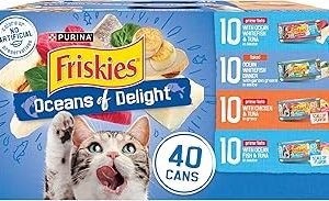 Purina Friskies Wet Cat Food Variety Pack Oceans of Delight Flaked and Prime Filets  Pack of 40 5 5 oz Cans Bangladesh (New)