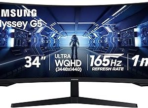 SAMSUNG 34 Odyssey G5 Ultra Wide Gaming Monitor with 1000R Curved Screen 165Hz 1ms FreeSync Premium Large Display Ey Bangladesh (New)