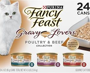 Purina Fancy Feast Gravy Lovers Poultry and Beef Grilled Gourmet Wet Cat Food Variety Pack  Pack of 24 3 oz Cans Bangladesh (New)