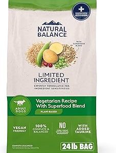 Natural Balance Limited Ingredient Adult Dry Dog Food with Vegan Plant Based Protein and Healthy Grains Vegetarian Recip Bangladesh (New)