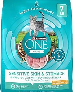 Purina ONE Sensitive Stomach Sensitive Skin Natural Dry Cat Food +Plus Sensitive Skin and Stomach Formula 7 lb Bag Bangladesh (New)