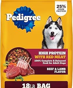 Pedigree Dry Dog Food for Adult Dogs High Protein Beef and Lamb Flavor 18 lb Bag Bangladesh (New)