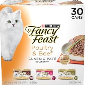 Fancy Feast Poultry and Beef Feast Classic Pate Collection Grain Free Wet Cat Food Variety Pack  Pack of 30 3 oz Cans Bangladesh (New)