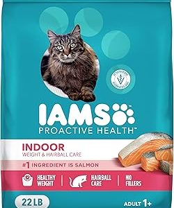 IAMS Proactive Health Dry Cat Food Indoor Weight and Hairball Care Cat Food Dry Recipe with Salmon 22 lb Bag Bangladesh (New)