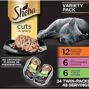 Sheba Perfect Portions Wet Cat Food Cuts in Gravy Cat Food Wet Recipe Roasted Chicken Entree with Sustainable Salmon T Bangladesh (New)
