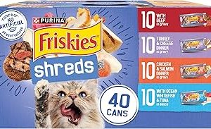 Purina Friskies Wet Cat Food Variety Pack Shreds With Beef Turkey and Cheese Dinner Chicken and Salmon Dinner and With Bangladesh (New)