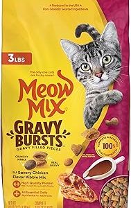 Meow Mix Gravy Bursts Savory Chicken Flavor Mix Gravy Filled Dry Cat Food 3 lb Bag Bangladesh (New)