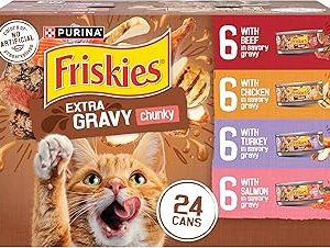 Purina Friskies Extra Gravy Wet Cat Food Chunky 24ct Variety Pack With Chicken Turkey Salmon Beef  Pack of 24 5 5 Bangladesh (New)
