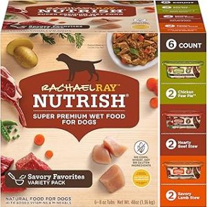 Nutrish Rachael Ray Premium Natural Wet Dog Food Savory Favorites Variety Pack 8 Ounce Tub Pack of 6 Bangladesh (New)